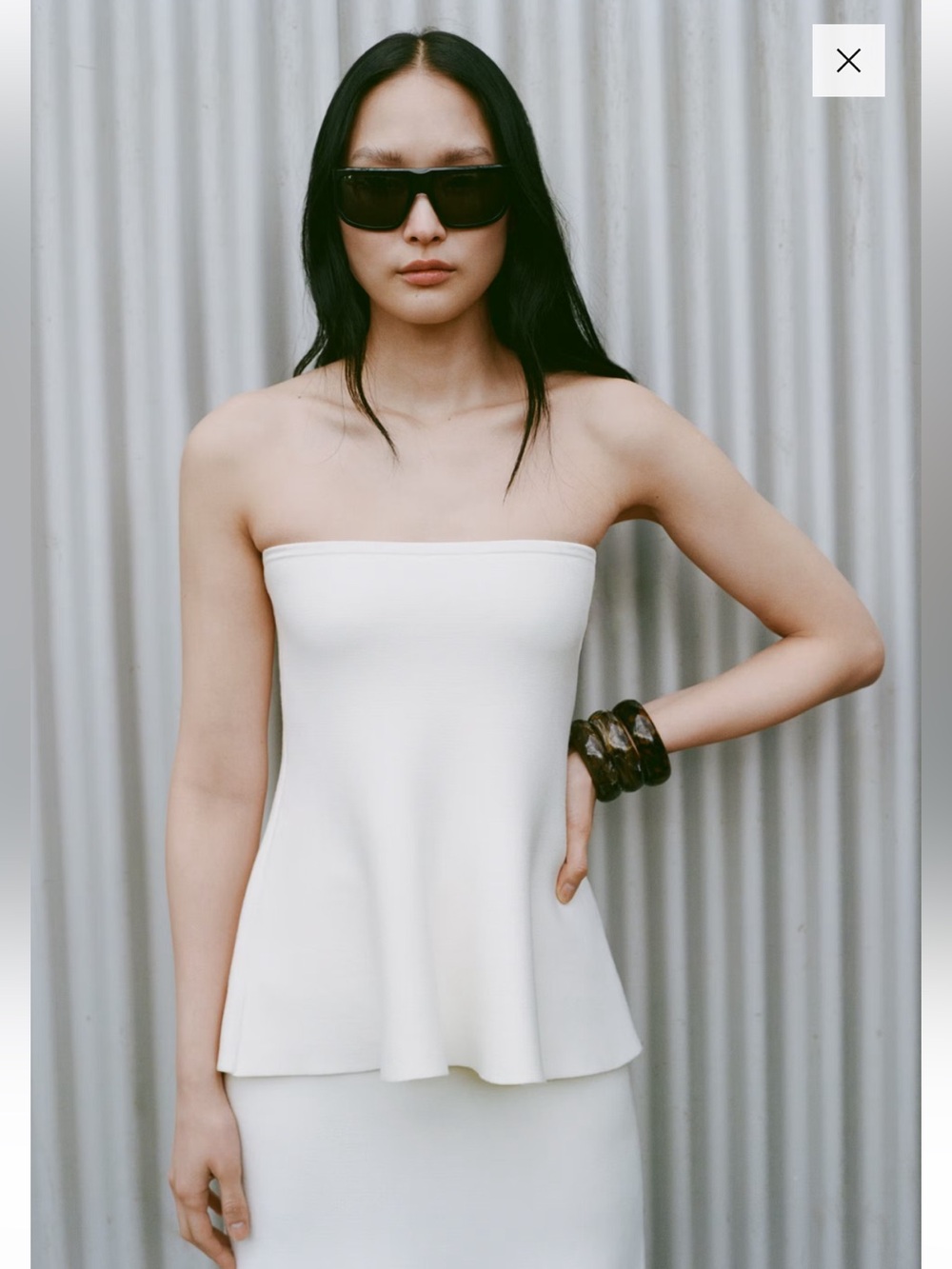 Mango Strapless White Peplum Top Dress